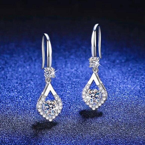 Sparkly Silver Drop Earrings - Picture 3 of 4